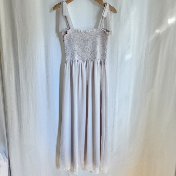 🇨🇦 Aritzia Wilfred Sleeveless Blush Golden Hour Chiffon Midi Dress - Picture 8 of 15